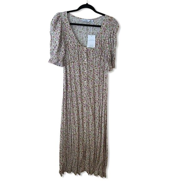 & Other Stories Printed Button Up Midi Dress Floral rayon NWT 10 - Picture 8 of 9